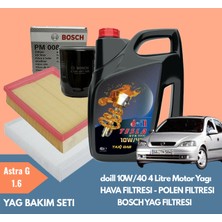 Ozmparts Astra  G 1.6 Periyodik Bakım Seti Doill 10W40 4l Motor Yağı | Bosch Yağ Filtresi | Yerli Hava & Polen Filtresi | Yağ Bakım Paketi