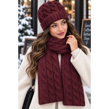 Wearflawless Kadın Yün 2'li Takım Kışlık Şık Örme Bere ve Atkı Takımı, Ikili Atkı ve Bere Seti, Kadınlar Için Hediye