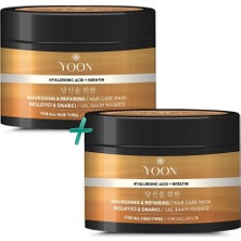 Renas Store Yoon 2'si 1 Arada Saç Maskesi Keratin & Hyalüronik Asit Içeren, Tüm Saç Tipleri ve Hasarlı, Aşırı Yıpranmış Saçları 360° Yoğun Onarıcı ve Besleyici Saç Bakım Maskesi 250ML