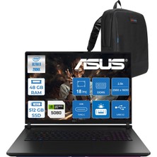 Asus Rog Strix Scar G18 G835LWG-SA375 Ultra 9-290HX Plus Aı 48GB Ddr5 512GB SSD 16GB/RTX5080 175W 18-Inch 2.5k (2560 x 1600, Wqxga) 240Hz Mini LED Freedos Gaming ZWSA375F17+ZETTAÇANTA