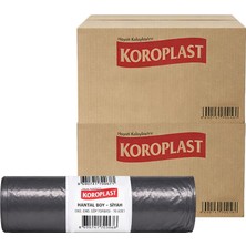 Koroplast Eko Endüstriyel Çöp Poşeti Hantal Boy 100 x 150 cm 10 Adet x 20 Rulo - Siyah (2 Koli)