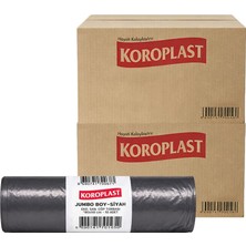 Koroplast Eko Sanayi Çöp Poşeti Jumbo Boy 80 x 110 cm 10 Adet x 20 Rulo - Siyah (2 Koli)