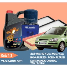 Ozmparts Getz 1.3 Periyodik Bakım Seti Doill 10W40 4l Motor Yağı | Orijinal Kore Mando Yağ Filtresi | Yerli Hava & Polen Filtresi | Yağ Bakım Paketi