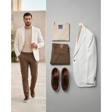 Beystil Sivri Yaka Açık Bej Kırçıllı Ceket Garcia - Slim Fit