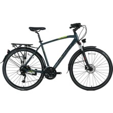 Bisan Trx 8500 City 54CM Kadro 28 Jant Hidrolik Disk Fren 27 Vites Şehir Bisikleti Parlak Gri Sarı