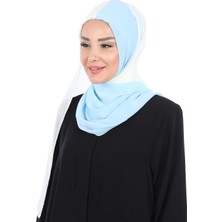 Aisha's Design Çift Renkli Pratik Şifon Şal,PS-102,Bebe Mavisi-Krem