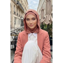 Aisha's Design Kapşon ve Kapatıcı Özellikli Penye Kadın Hazır Bone,B-89P,Kapiçino