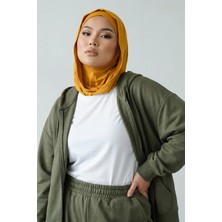 Aisha's Design Kapşon ve Kapatıcı Özellikli Penye Kadın Hazır Bone,B-89P,Hardal