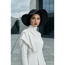 Aisha's Design Çıkarılabilir Arkası Fiyonklu Şapkalı Penye Bone Türban,S-4,Siyah