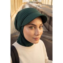 Aisha's Design Çıkarılabilir Siperlikli Tesettür Bone,Yeşil,B-82