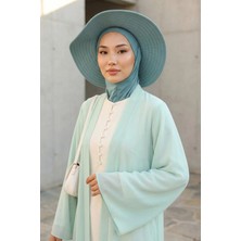 Aisha's Design Çıkarılabilir Arkası Fiyonklu Şapkalı Ninja Bone Türban,S-5,Koyu Mint