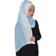 Aisha's Design Pratik Şifon Şal,PS-23,Krem - Bebe Mavisi
