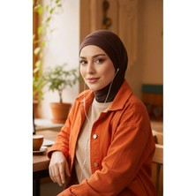 Aisha's Design Boyun Kapatıcı Özellikli ve Kulaklık Girişli Penye Bone,B-94,Kahverengi