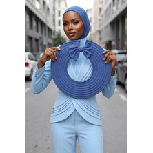Aisha's Design Çıkarılabilir Arkası Fiyonklu Şapkalı Ninja Bone Türban,S-5,İndigo