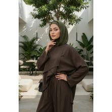 Aisha's Design Kapşon ve Kapatıcı Özellikli Penye Kadın Hazır Bone,B-89P,Haki
