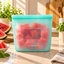 Le Murano Mood 700 ml Hava ve Sıvı Sızdırmaz Kilitli Silikon Saklama Torbası, %100 Platinum Silikon, Bpa Free, Mikrodalga ve Dondurucu Uyumlu, Tekrar Kullanılabilir Gıda Saklama Poşeti, LM0008/24