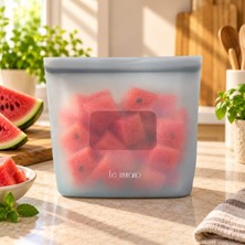 Le Murano Mood 700 ml Hava ve Sıvı Sızdırmaz Kilitli Silikon Saklama Torbası, %100 Platinum Silikon, Bpa Free, Mikrodalga ve Dondurucu Uyumlu, Tekrar Kullanılabilir Gıda Saklama Poşeti, LM0008/24