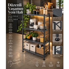 Koçak Home 4 Katlı Katlanabilir Metal Raf Antrasit Gri – Çok Amaçlı Mutfak Banyo Balkon Ofis ve Depolama Organizer Rafı