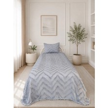 DİA BELLA Merve 2 Parça Tek Kişilik Yatak Örtüsü Gri 170 x 240 cm Geometrik Desen Şönil Malzeme