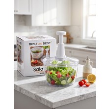 Airobazar Basmalı Pratik Salata Kurutucu Şeffaf Hazneli Sebze ve Meyve Yıkayıcı Süzgeç