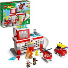 LEGO® DUPLO® Kurtarma İtfaiye Merkezi ve Helikopter 10970 - 2 Yaş ve Üzeri için İtfaiye Kamyonu ve Helikopter İçeren Oyuncak Yapım Seti (117 Parça)