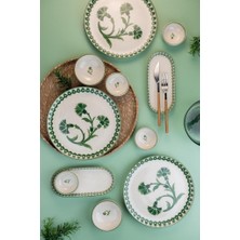 Renas Store Kütahya Porselen Ottoman Elegance 14 Parça 6 Kişilik Kahvaltı Takımı, Yeşil