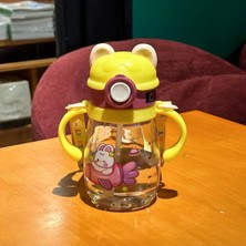Duffa Sevimli Figürlü Pipetli Çocuk Su Matarası & Askılı Bebek Suluğu Çocuk Su Şişesi Bebek Pipetli Biberon Matara Çocuk Suluk 400ML
