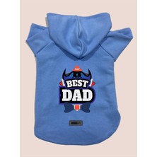 Renas Store Kapişonlu Polar Sweatshirt Köpek ve Kedi Kıyafeti & Elbisesi - Mavi Best Dad Xl Beden