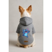 Renas Store Monopetz Baskılı Içi Polarlı Köpek ve Kedi Kıyafeti & Elbisesi - Gri Renk Kapüşonlu Hoodie BFA31 Xs