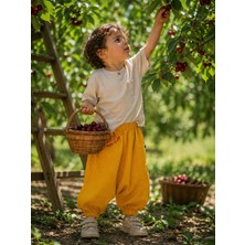 Becalm Online Müslin %100 Organik Pamuk - Uniseks Bebek/çocuk Şalvar Pantalon - Rhythm Of My Life Nakışlı - Lastikli