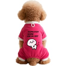 Renas Store Kedi ve Köpek Kıyafeti & Elbisesi Pembe 4 Bacak Tulum Sevmezsen Sevme M