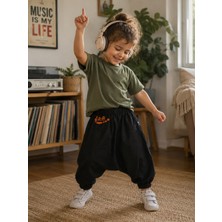 Becalm Online Müslin %100 Organik Pamuk - Uniseks Bebek/çocuk Şalvar Pantalon - Rhythm Of My Life Nakışlı - Lastikli