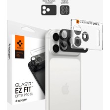 Spigen iPhone 18 Pro Max ile Uyumlu Kamera Lens Koruyucu Tam Kaplayan Cam Kolay Kurulum Glas.tR EZ Fit Optik Pro XL Dark Gray - AGL12039
