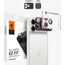 Spigen iPhone 18 Pro ile Uyumlu Kamera Lens Koruyucu Tam Kaplayan Cam Kolay Kurulum Glas.tR EZ Fit Optik Pro XL Dark Cherry - AGL12036