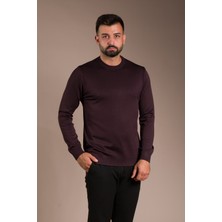 Zeki Özer Erkek Mürdüm Basic Triko Kazak