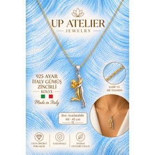 Up Atelier 925 Ayar Gümüş Ithal Zincirli Birbirine Sarılan Çift Kolye 40-45CM Ayarlanabilir