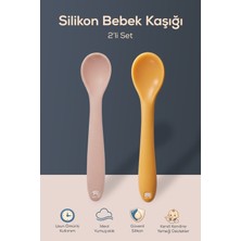 Wumboo 2'li Yumuşak Uçlu , Dişlik Özellikli Silikon Mama Kaşığı - Bebek Beslenme Kaşığı-Turuncu/pembe