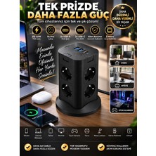 Deanb 8'li Soket Priz 2 USB 2 Type-C Pd 20W Akım Korumalı Anahtarlı Çoklayıcı Priz