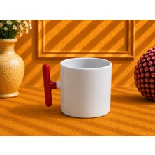 Lion Tasarım Dünyası Kırmızı T Kulplu Kişiye Özel Hediye Bardak Kupa Fincan Mug