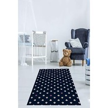 Renas Store Pelangi Siyah Denizci Çapa Desenli Dijital Baskı Yıkanabilir Kaymaz Taban Çocuk Odası Halısı, Siyah 60 x 200