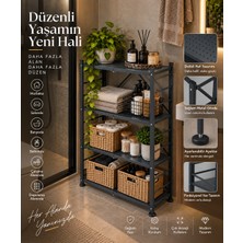 Koçak Home 4 Katlı Katlanabilir Metal Raf Antrasit Gri – Çok Amaçlı Mutfak Banyo Balkon Ofis ve Depolama Organizer Rafı