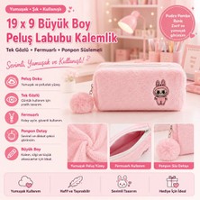Yumuşak Peluş Labubu Kalemlik, Ponpon Fermarlı, Büyük Boy, Tek Gözlü