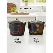 Evstyle Mega Boy Ikili File Soğan & Patates Saklama Kovası Seti- Siyah