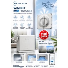 Ecovacs W2S Pro Omni Akıllı Cam Silme Robotu, 8000PA Emiş Gücü, Ultrasonik Sprey Teknolojisi, Omnı Istasyon, Güçlü Tutunma, Kenar Tanıma ve Uygulama Kontrollü Cam Temizleme Çözümü