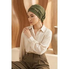 Aisha's Design Aksesuarlı Hazır Türban,Haki Yeşili,HT-93