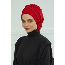 Aisha's Design Pratik Kullanışlı Hazır Türban,Kırmızı,HT-90