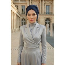 Aisha's Design Pileli Hazır Türban,Lacivert,HT-91