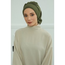 Aisha's Design Pileli Hazır Türban,Haki Yeşili,HT-91