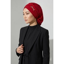 Aisha's Design Aksesuarlı Hazır Türban,Kırmızı,HT-93
