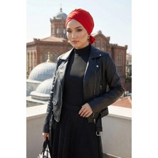 Aisha's Design Kuşaklı Rahat Penye Bone,Kırmızı,B-31